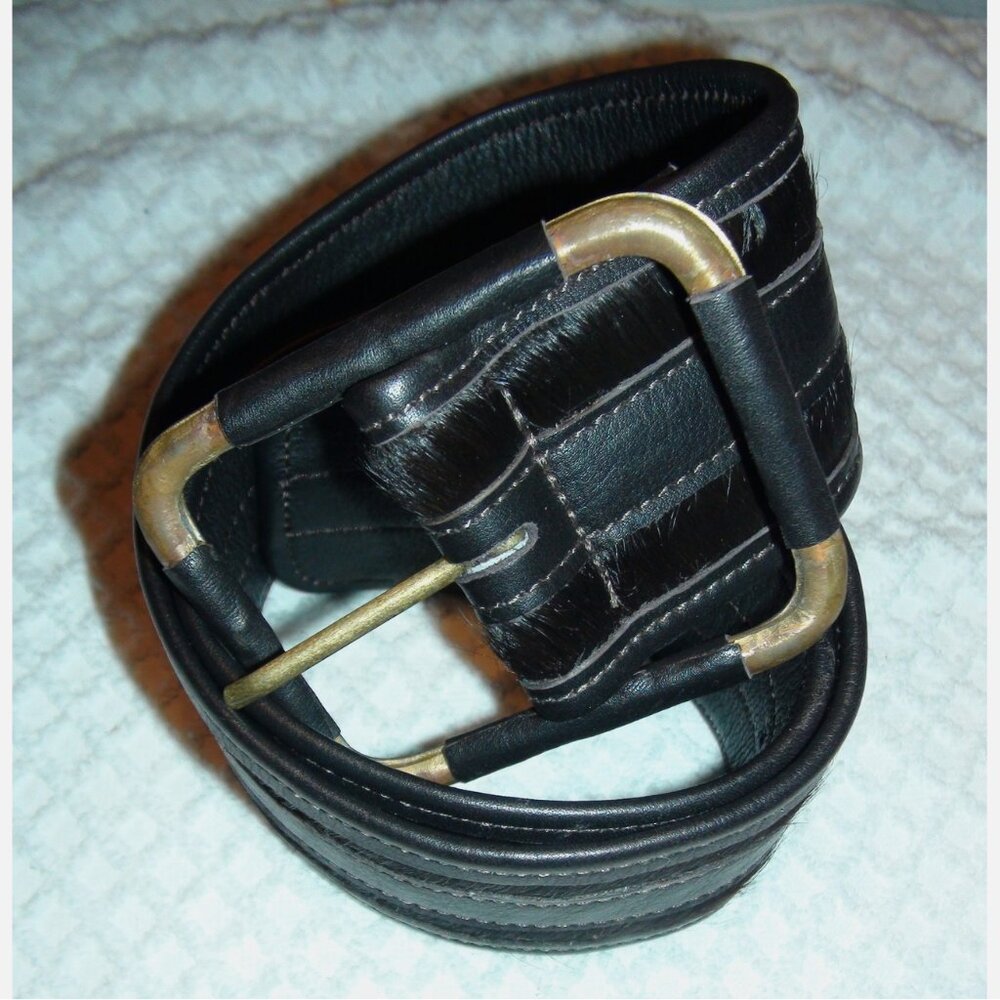 NWOT Motif 56 Calf Hair Inlay Leather Belt